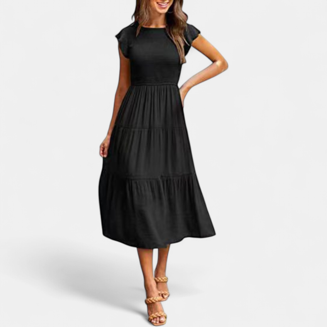 Camila | Flutter Sleeve Flowy A-Line Midi Dress