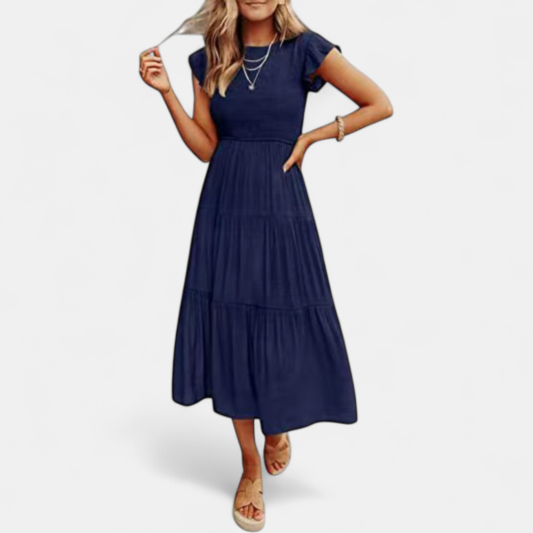 Camila | Flutter Sleeve Flowy A-Line Midi Dress