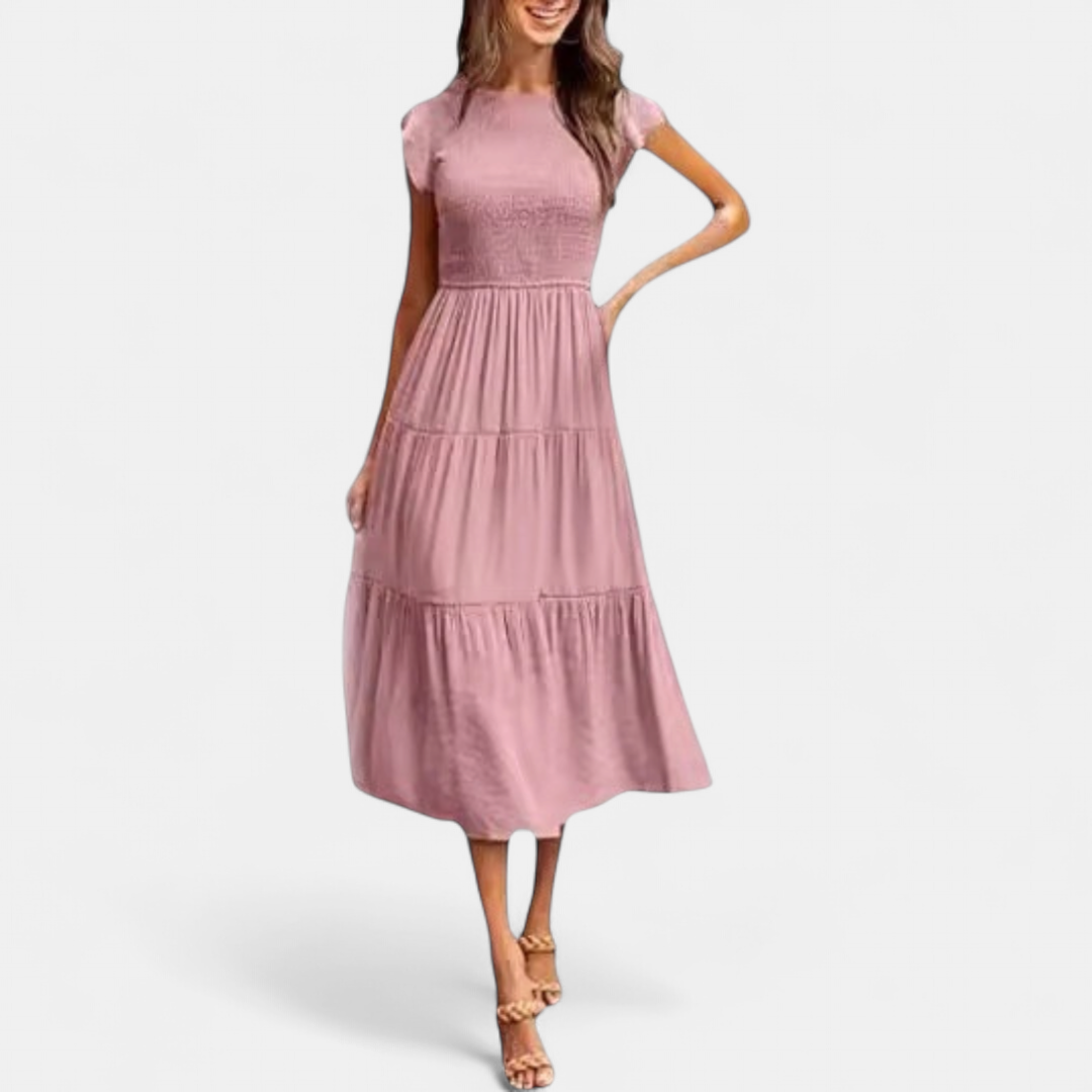 Camila | Flutter Sleeve Flowy A-Line Midi Dress