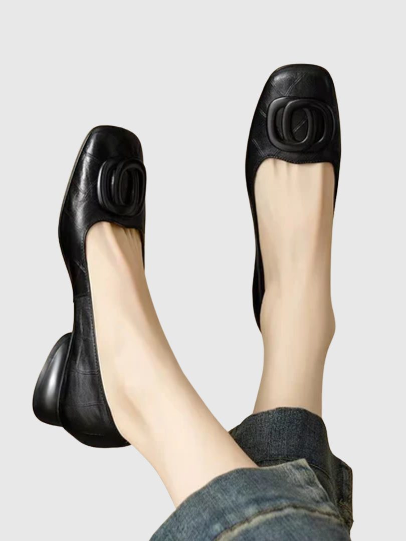 Edda | Square-Toe Leather Ballet Flats
