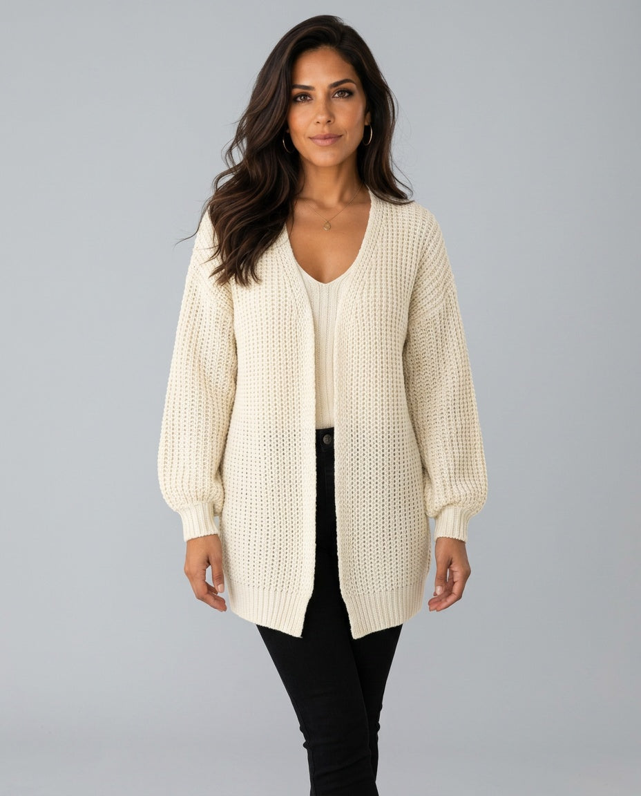Giselle | Oversized Open Front Longline Knit Cardigan