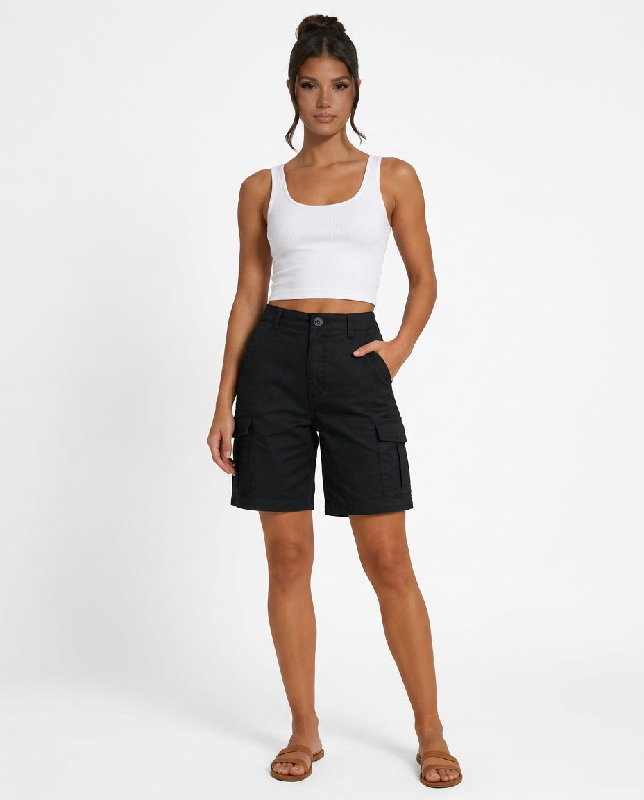 Pilar | High Waist Elastic Waist Sports Shorts with Pockets