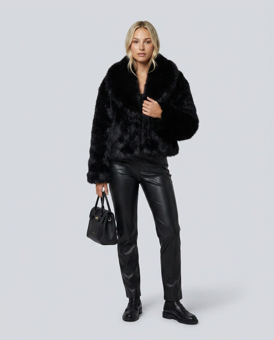 Noelia | Plush Stand Collar Faux Fur Coat