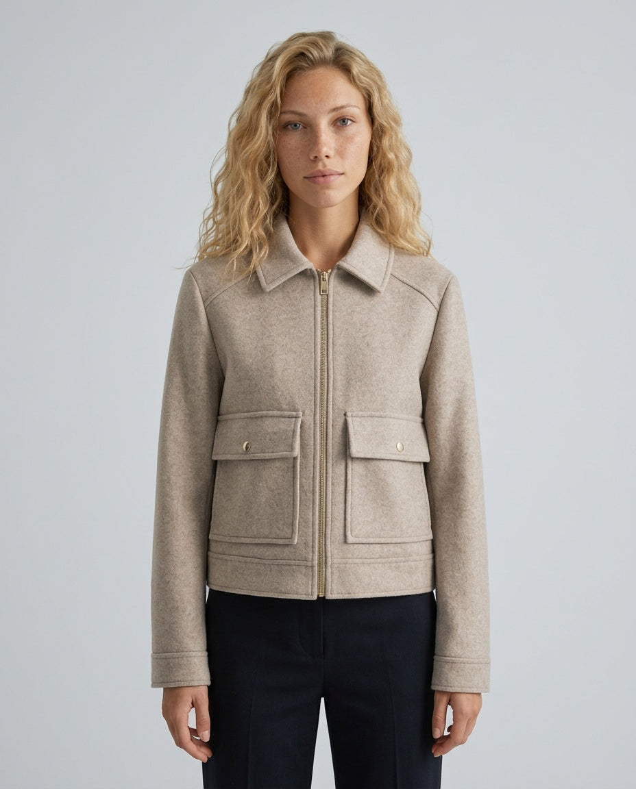 Amara | Long Sleeve Wool Blend Utility Jacket