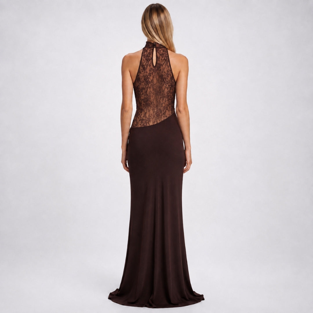 Anais | Halter Neck Lace Maxi Dress
