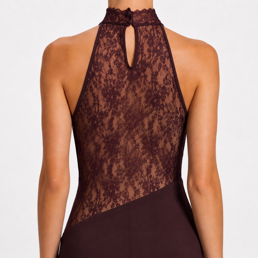 Anais | Halter Neck Lace Maxi Dress