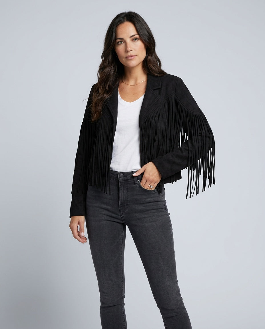 Saskia | Fringed Suede-Look Western Jacket