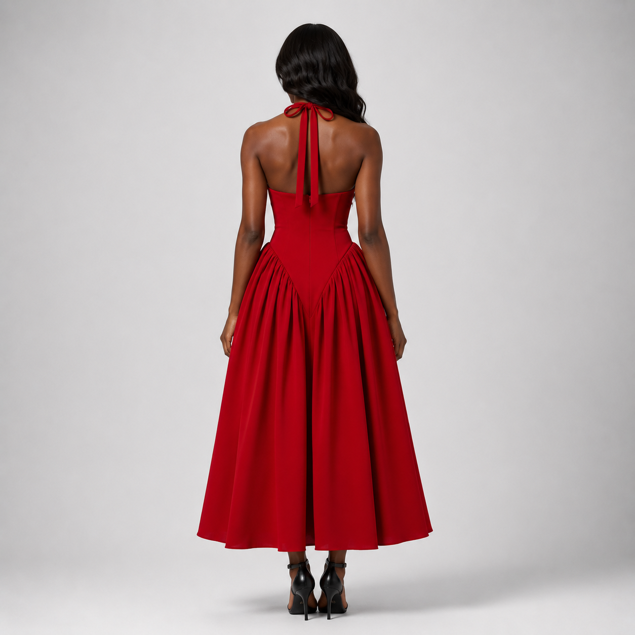 Ada | Backless Halter Neck Midi Dress