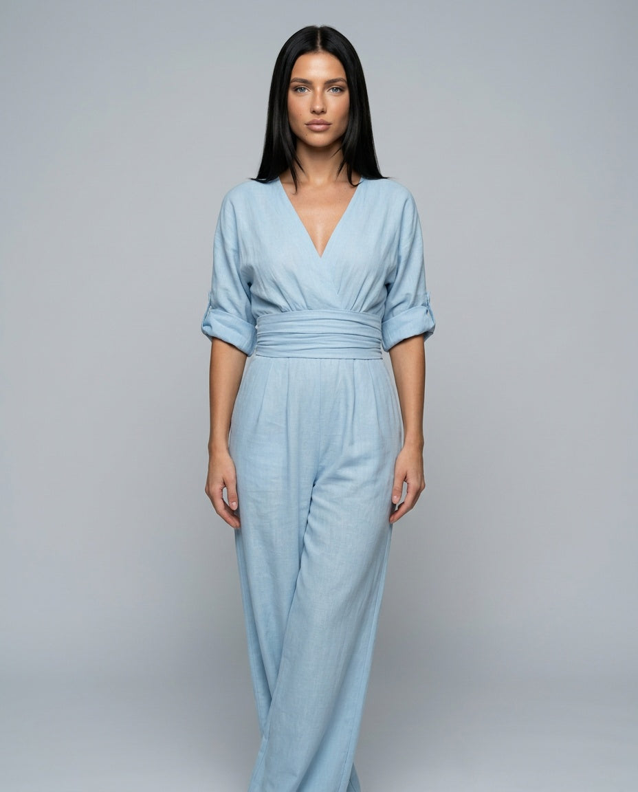 Alejandra | Cross Front Wide Leg Jumpsuit
