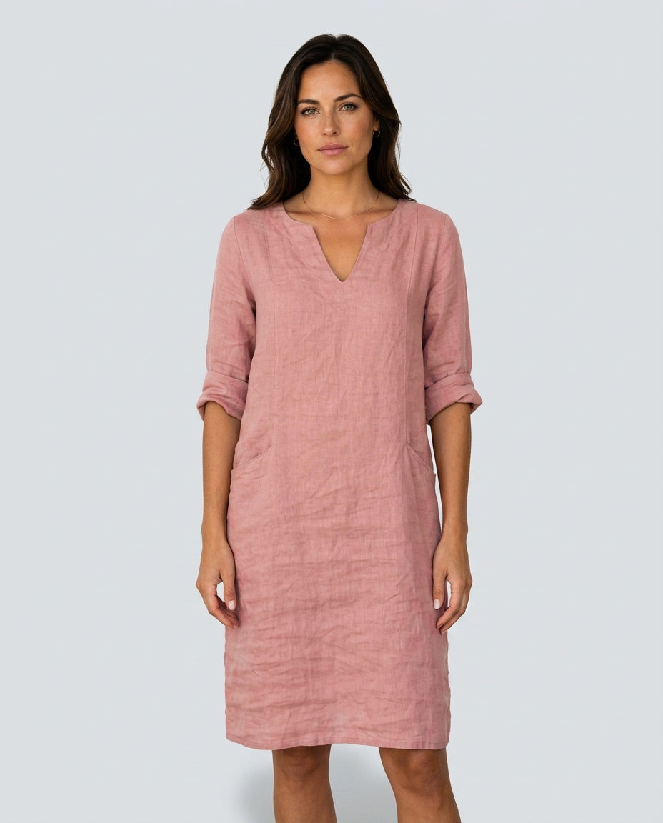 Dahlia | V-Neck 3/4 Sleeve Casual Midi Dress