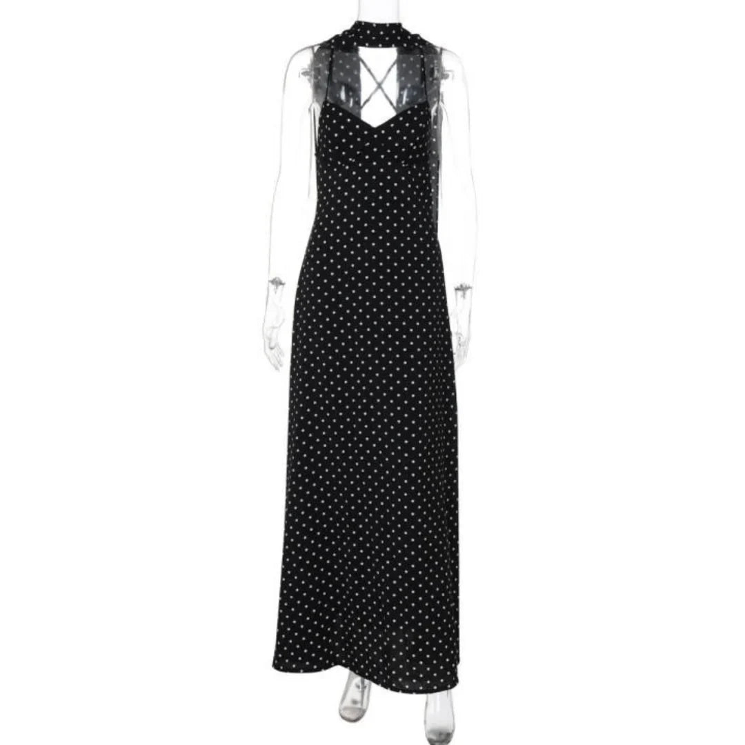 Rosalène | Vintage Polka Dot V-Neck Maxi Dress