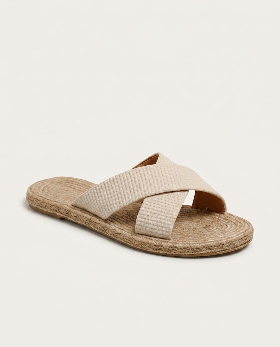 Mila | Cross Strap Espadrille Slip-On Sandals