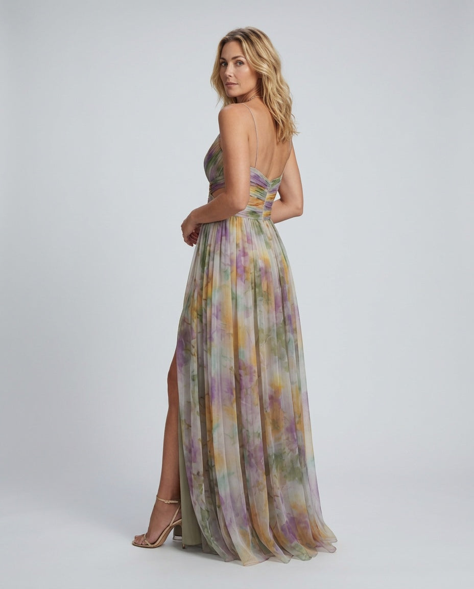 Orla | Watercolour Floral Pleated Maxi Dress