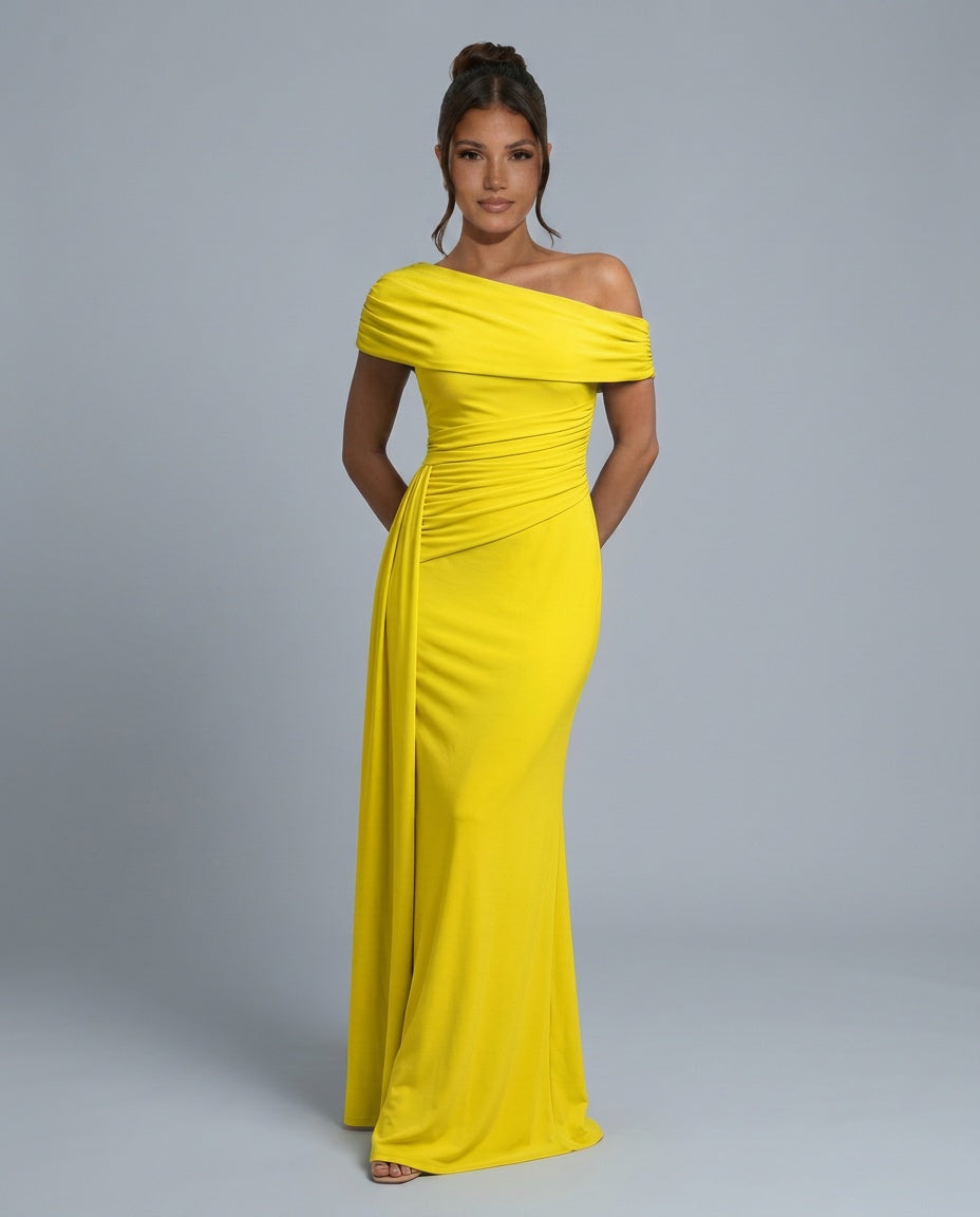 Una | Off-Shoulder Ruched Maxi Dress