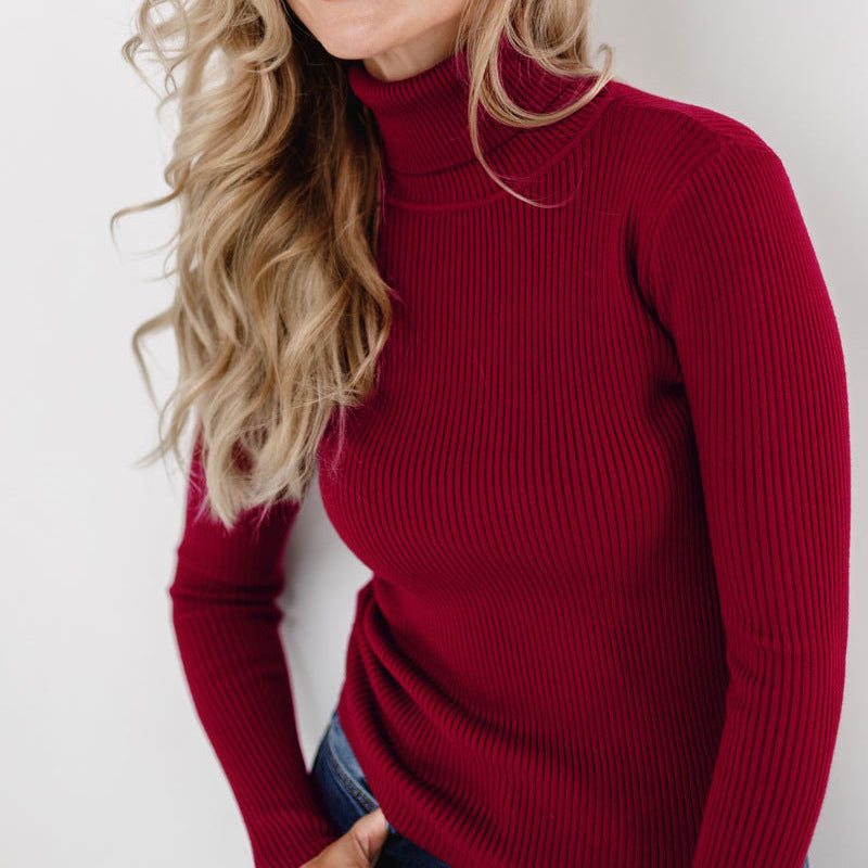 Alejandra | Ribbed Turtleneck Long Sleeve Knit Top