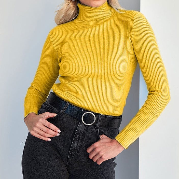 Alejandra | Ribbed Turtleneck Long Sleeve Knit Top