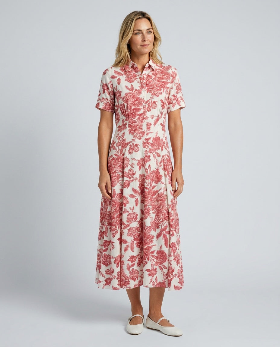Isolde | Floral-Print Collared Midi Dress