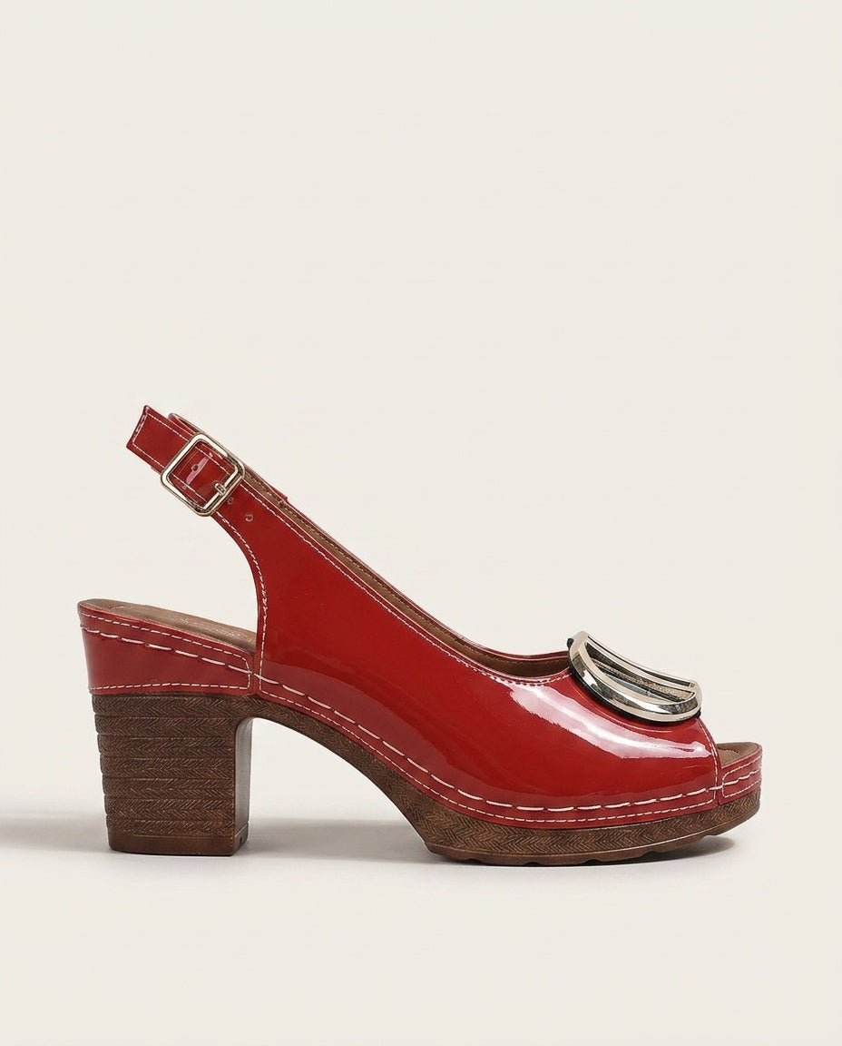 Stella | Glossy Strap Cushioned Heels