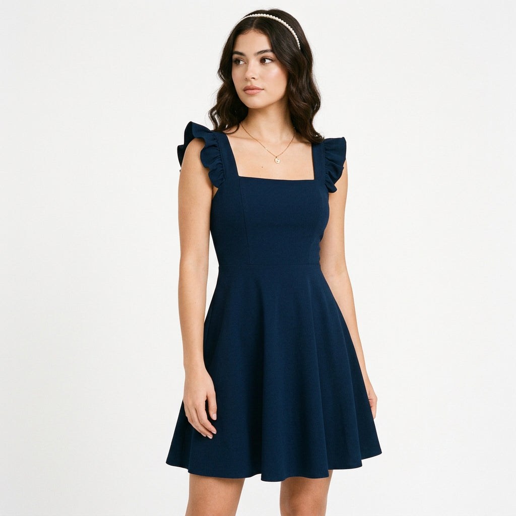 Isolde | Ruffle Strap Fit & Flare Mini Dress