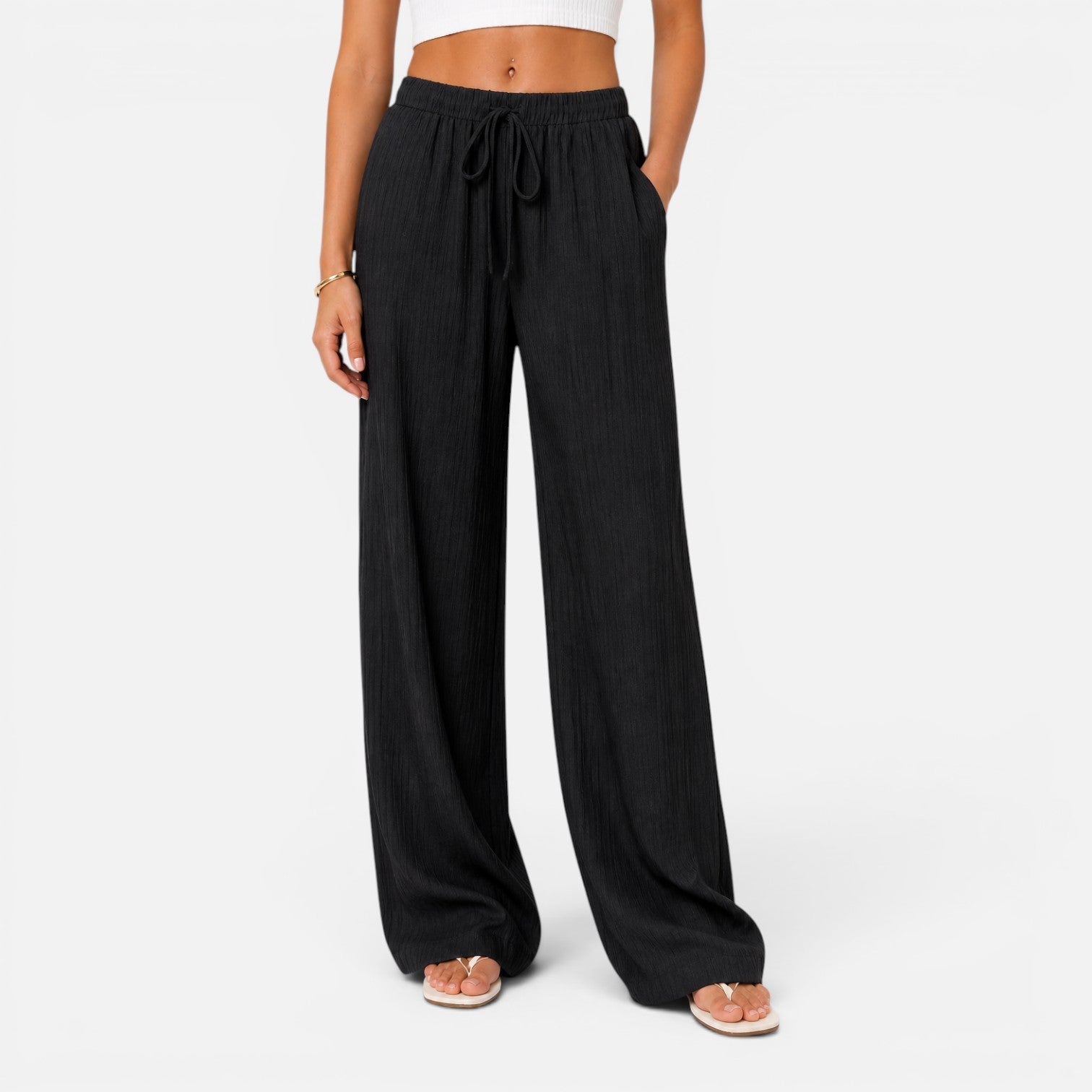 Celeste | Wide Leg Drawstring Comfort Trousers