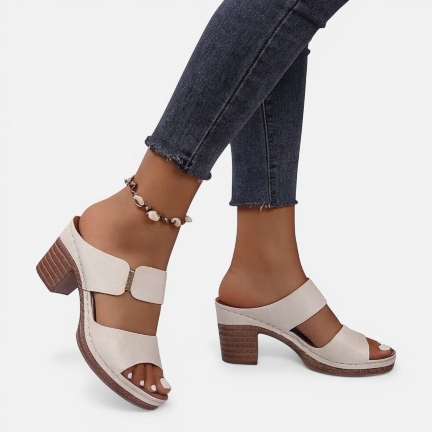 Maeve | Open Toe Block Heel Leather Sandals