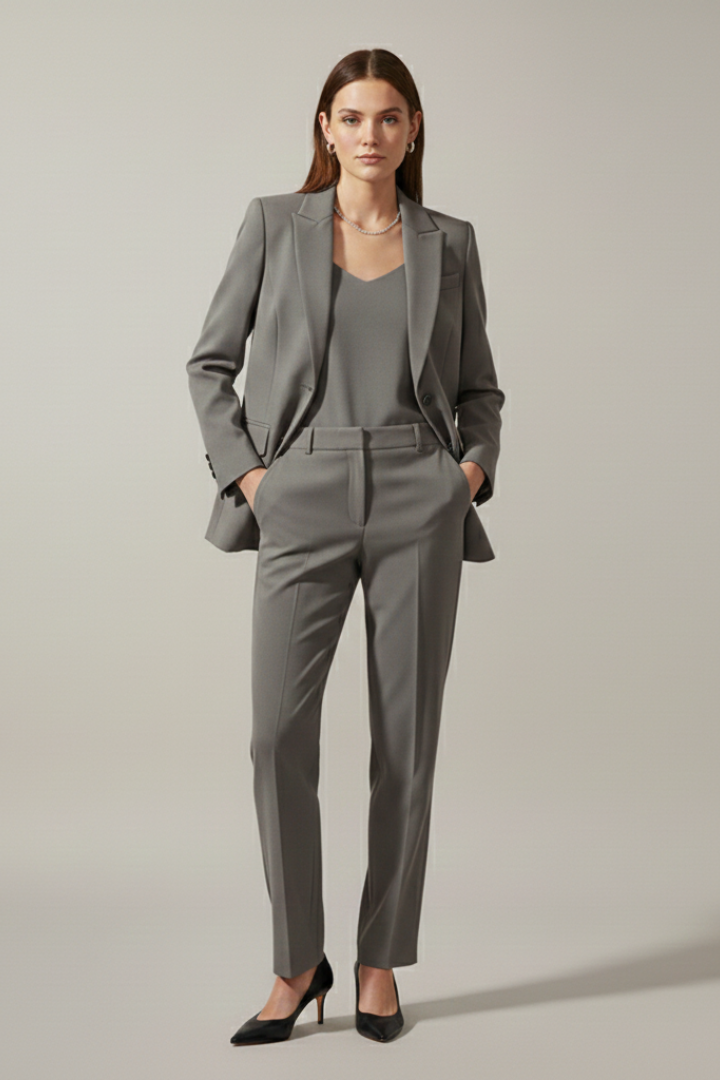 Isolde | Notched Lapel Blazer & Straight-Leg Trousers Set