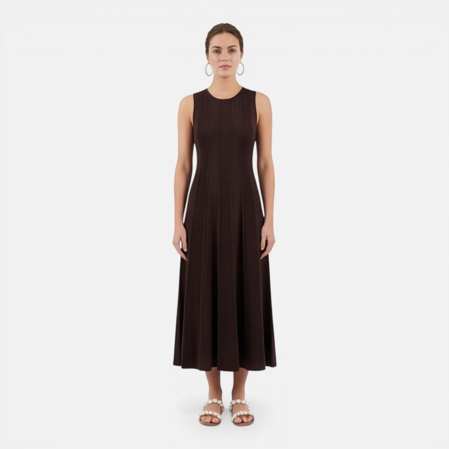 Antonella | Sleeveless Pleated Formal Maxi Dress