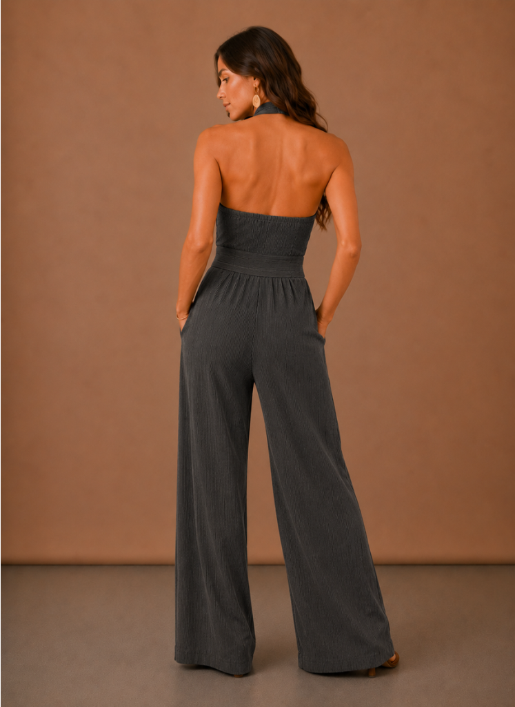 Paloma | Cross Halter Wide-Leg Jumpsuit