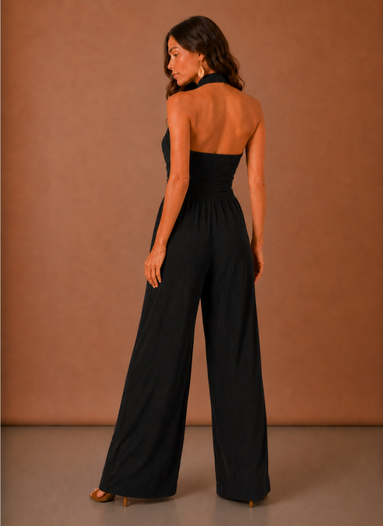 Paloma | Cross Halter Wide-Leg Jumpsuit