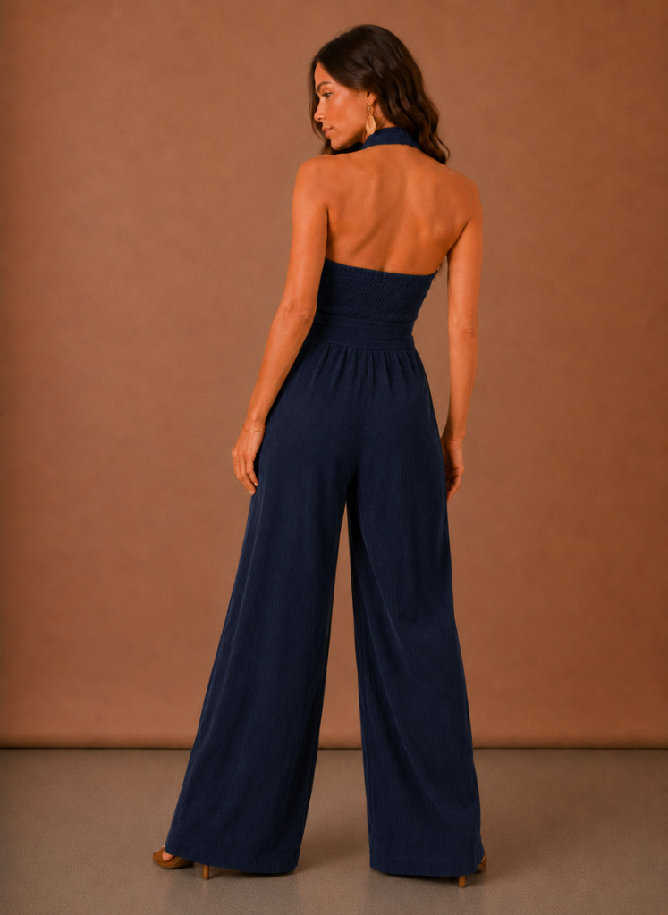 Paloma | Cross Halter Wide-Leg Jumpsuit