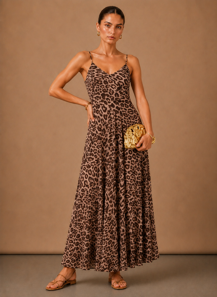 Camila | Leopard Print Strappy Maxi Dress