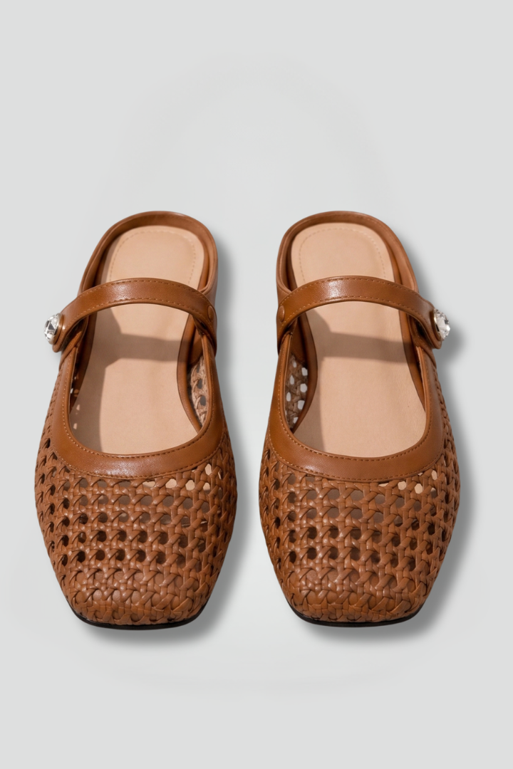 Nuria | Woven Instep Strap Flat Mules
