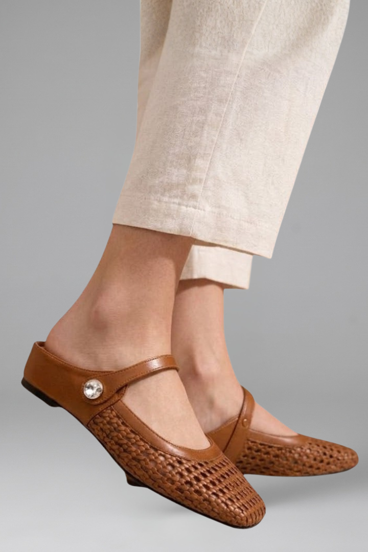 Nuria | Woven Instep Strap Flat Mules