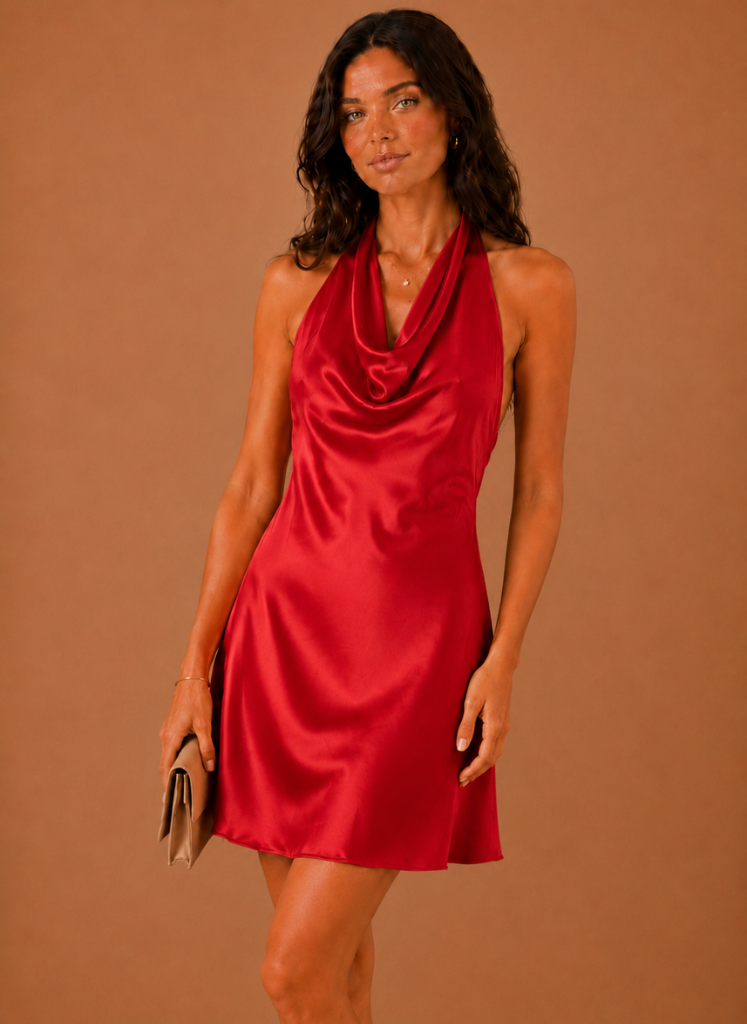 Orla | Draped Cowl Halter Mini Dress
