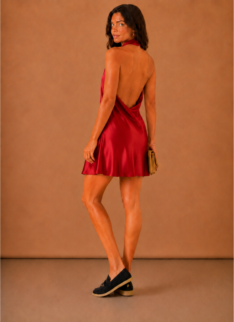 Orla | Draped Cowl Halter Mini Dress