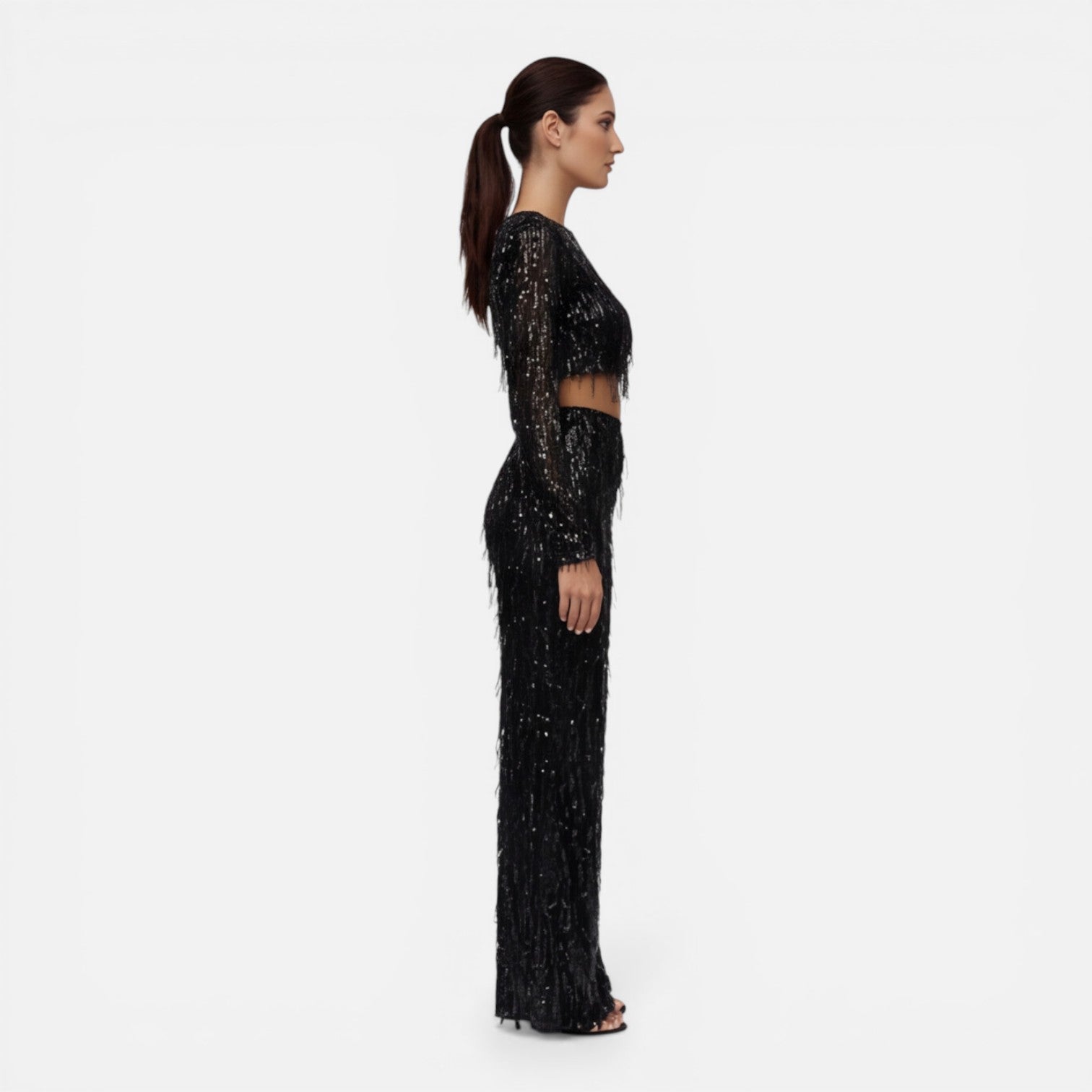Talia | Sequin Crop Top & Wide-Leg Pants Set