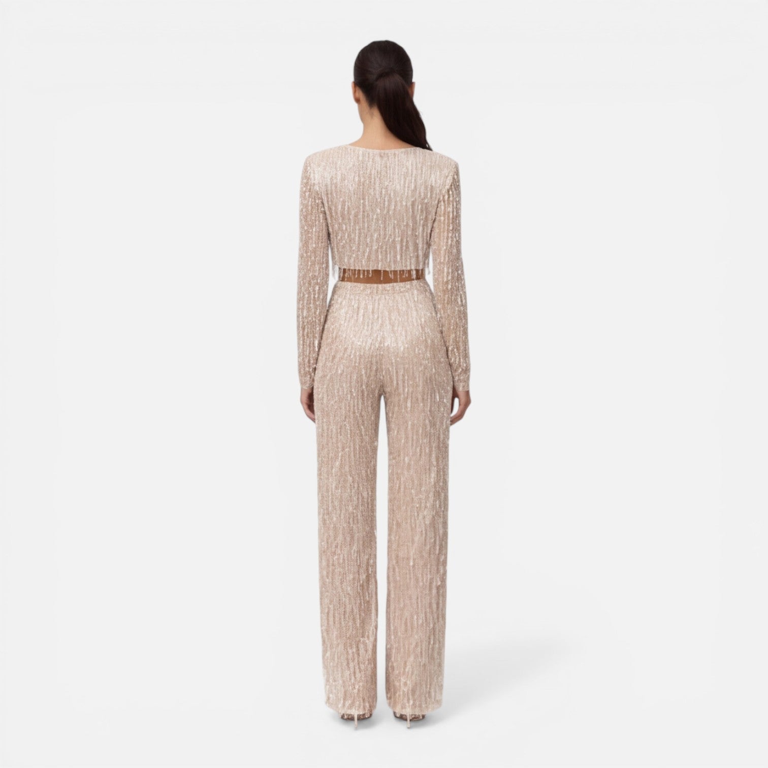 Talia | Sequin Crop Top & Wide-Leg Pants Set