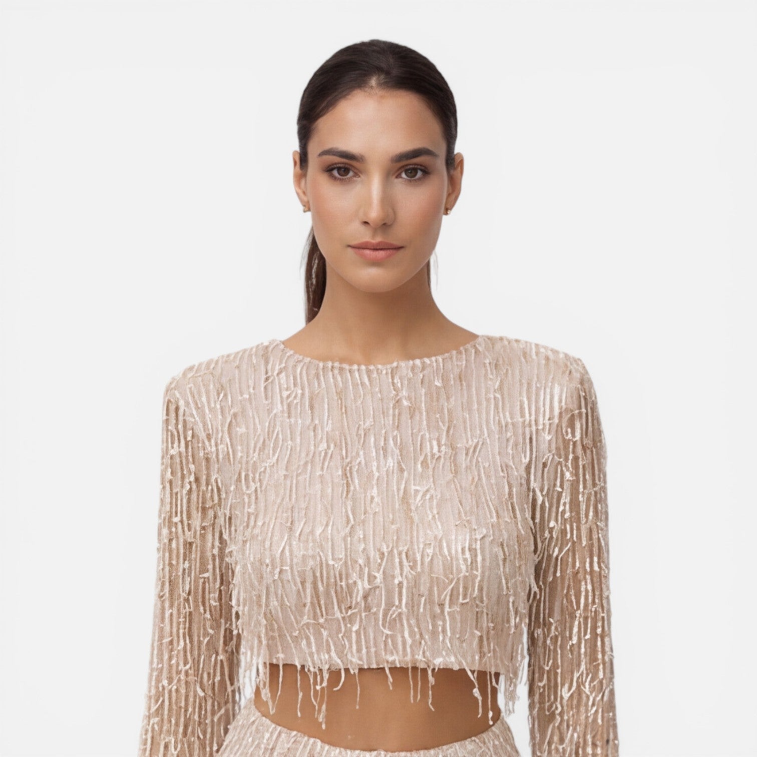 Talia | Sequin Crop Top & Wide-Leg Pants Set