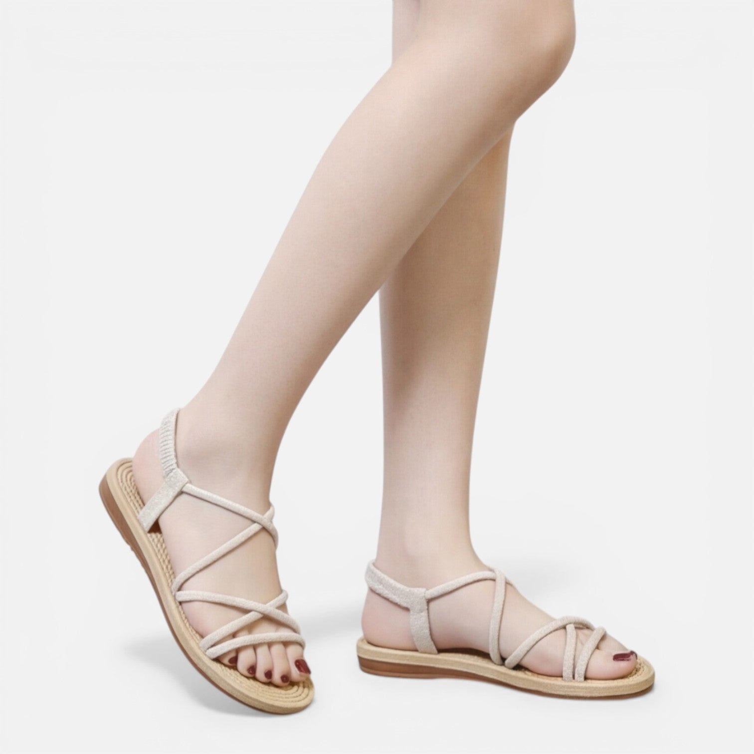 Salma | Strappy Open Toe Flat Sandals