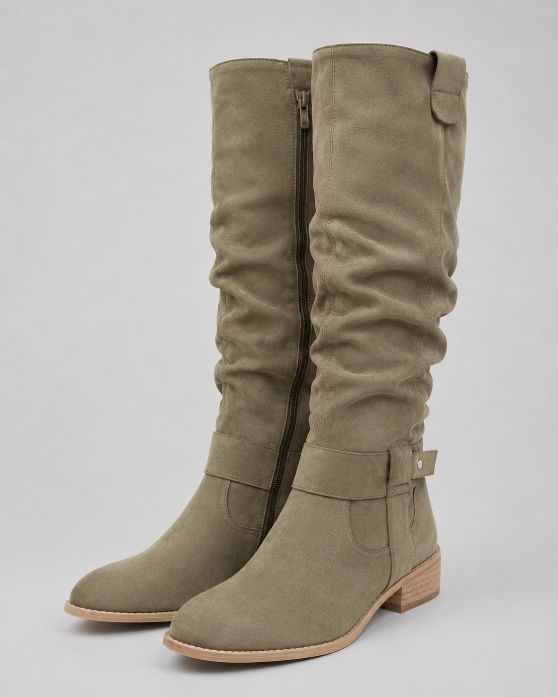 Kova | Suede Knee-High Low Heel Boots