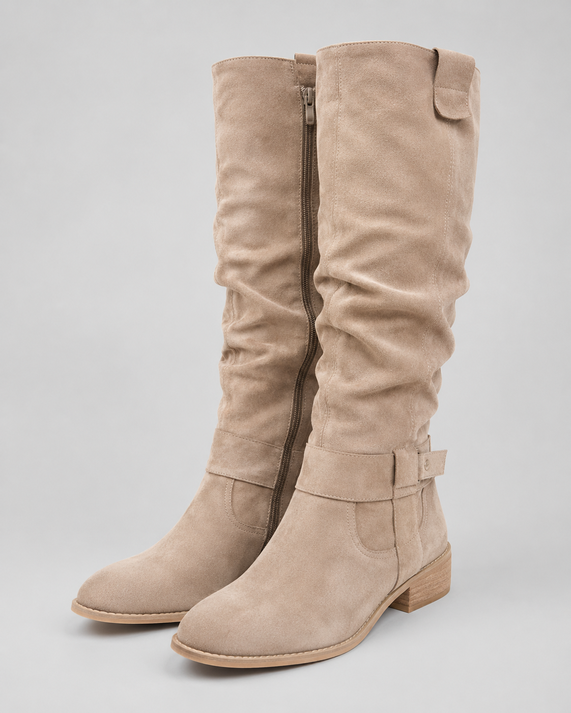 Kova | Suede Knee-High Low Heel Boots