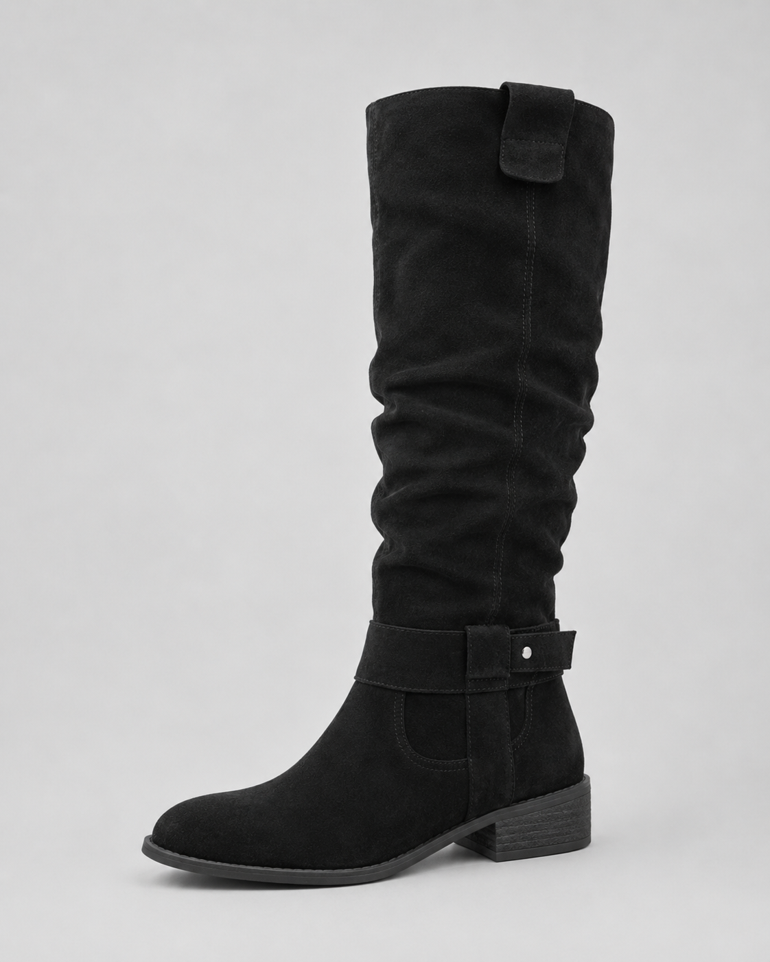 Kova | Suede Knee-High Low Heel Boots