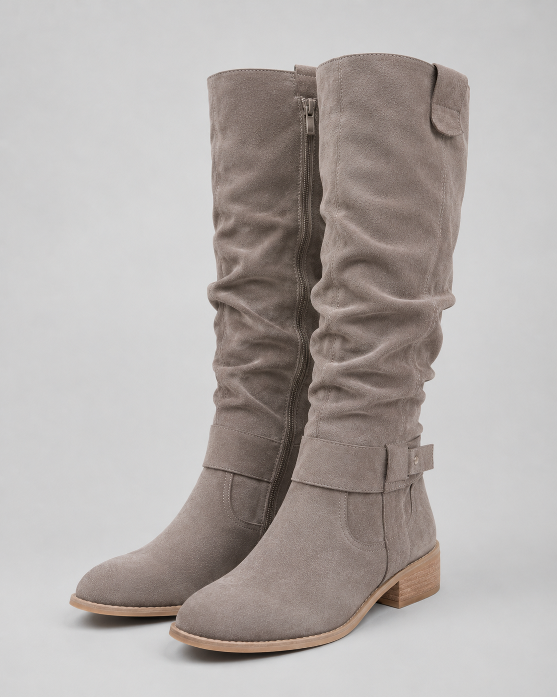 Kova | Suede Knee-High Low Heel Boots