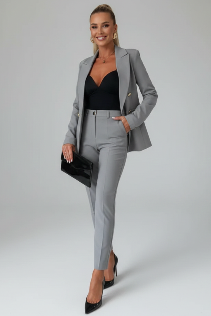 Greta | Buttoned Jacket & Straight-Leg Trouser Co-ord Set