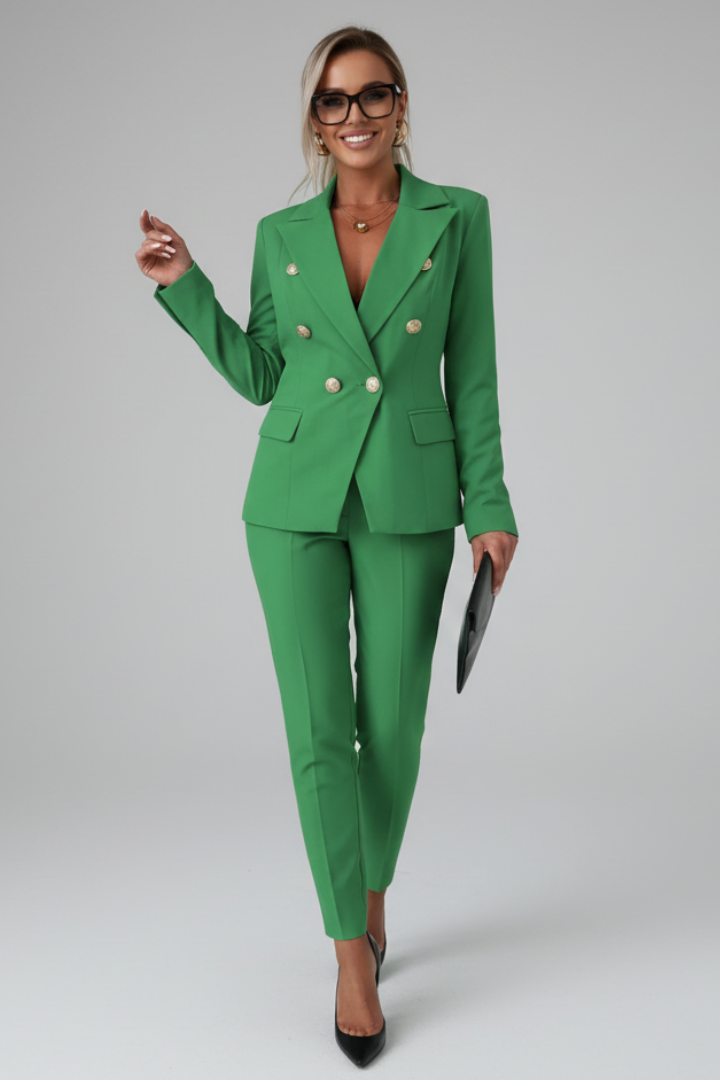 Greta | Buttoned Jacket & Straight-Leg Trouser Co-ord Set