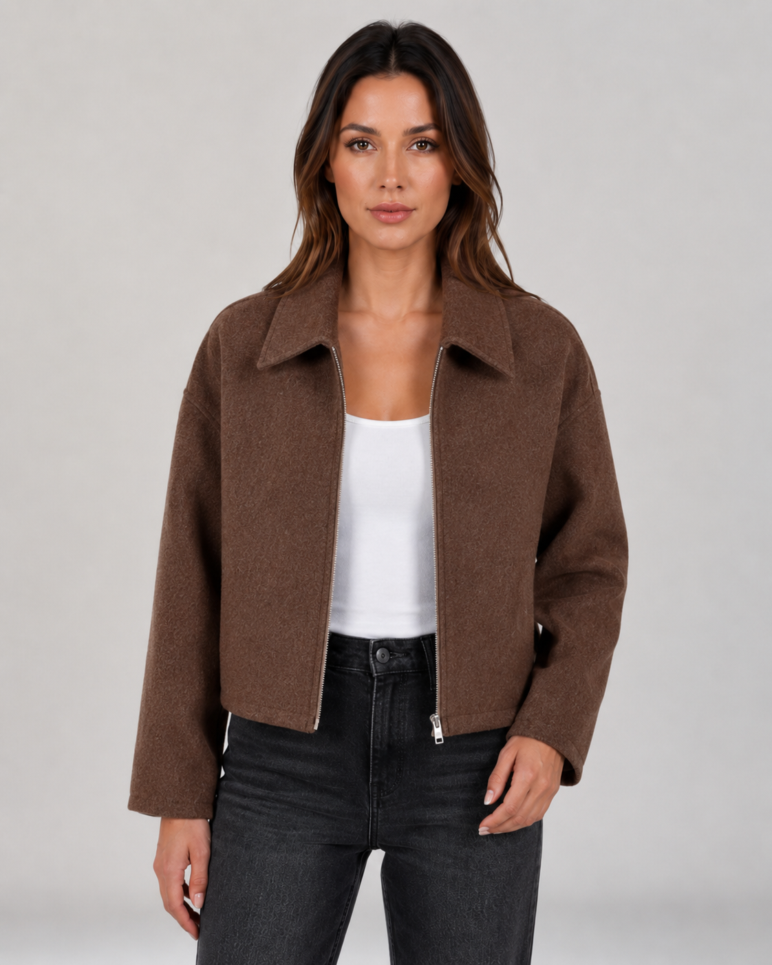 Scarlett | Cropped Zip-Up Jacket with Collar