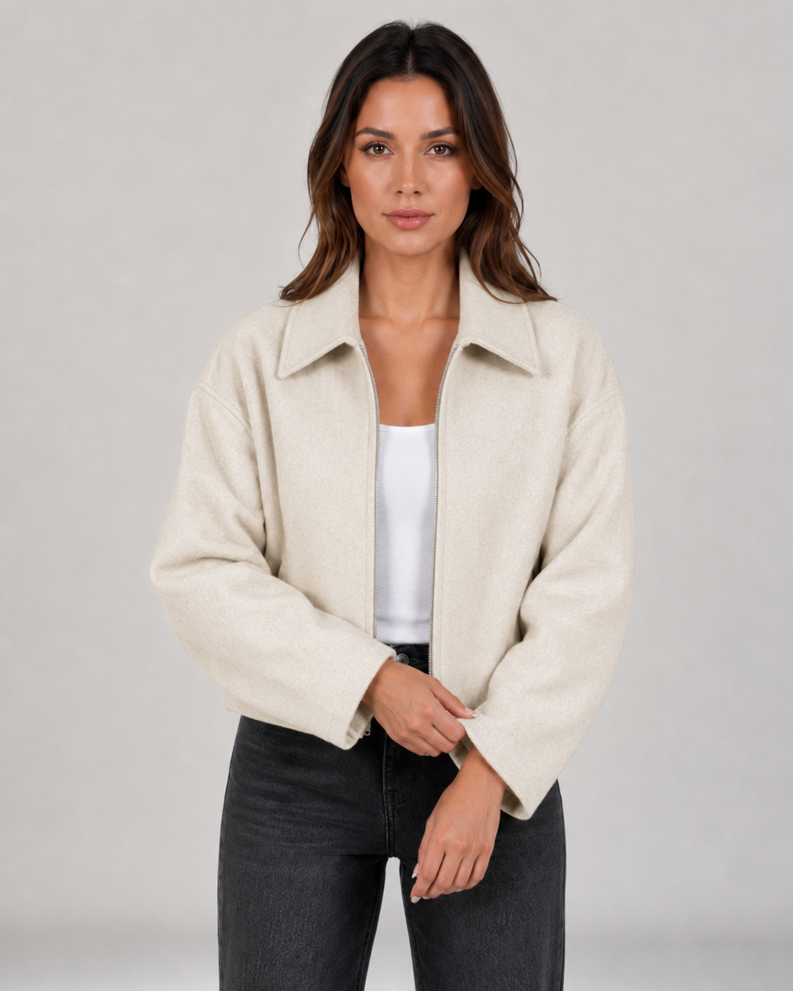 Scarlett | Cropped Zip-Up Jacket with Collar
