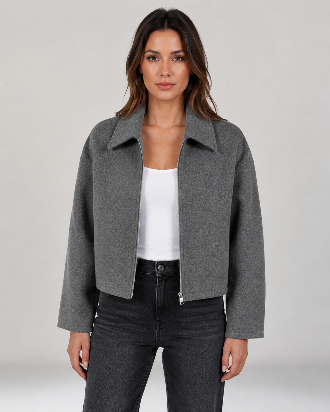 Scarlett | Cropped Zip-Up Jacket with Collar
