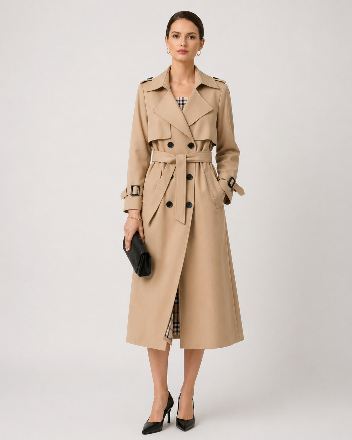 Nina | Belted Tailored Long Trench Coat