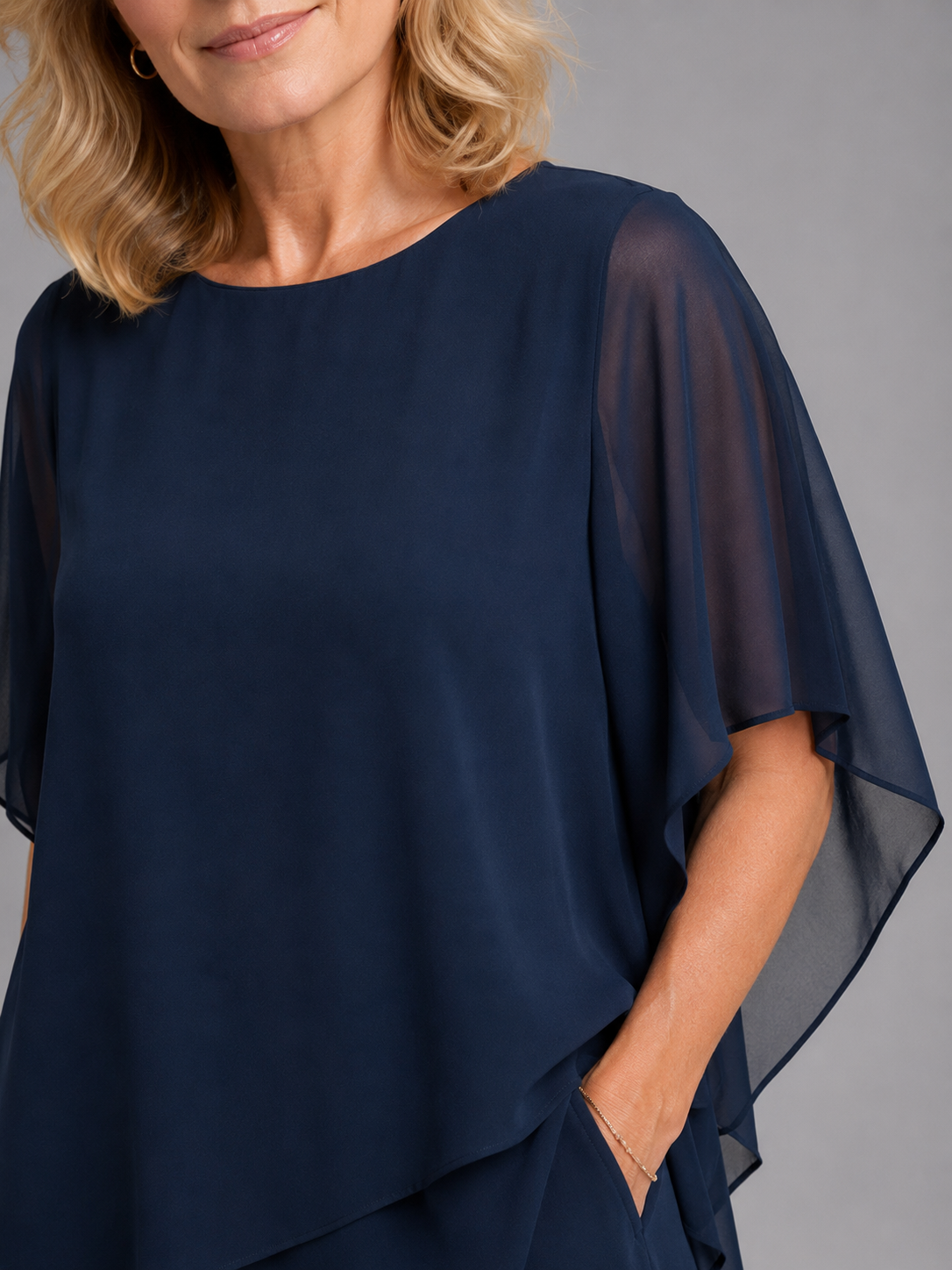 Romy | Asymmetric Layered Chiffon Wide-Leg Set